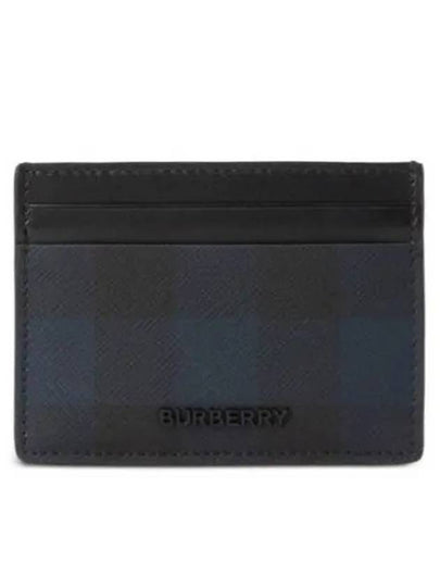 Check Leather Card Wallet Navy - BURBERRY - BALAAN 2