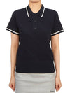 Women's Feline Knit Short Sleeve Polo Shirt Navy - J.LINDEBERG - BALAAN 2