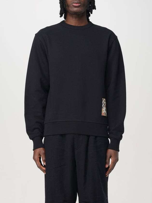 Check Label Cotton Sweatshirt Black - BURBERRY - BALAAN 2