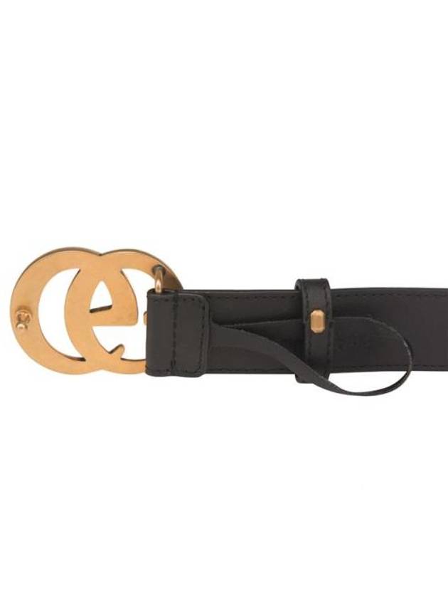 Men's GG Marmont Double G Buckle Gold Hardware Leather Belt Black - GUCCI - BALAAN 4