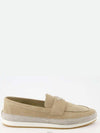 Triangle Logo Suede Loafers Beige - PRADA - BALAAN 5