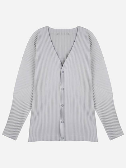 V-Neck Pleated Cardigan Grey - ISSEY MIYAKE - BALAAN 2