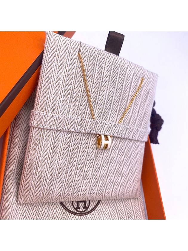 Mini Pop H Pendant Necklace Gold Blanc White - HERMES - BALAAN 4