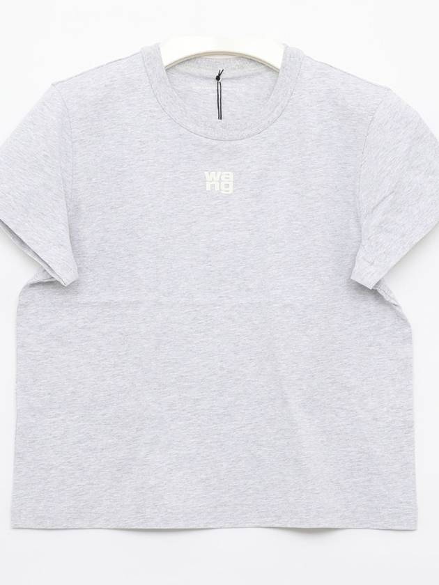 Logo Shrunken Cotton Jersey Short Sleeve T-Shirt Grey - ALEXANDER WANG - BALAAN 4