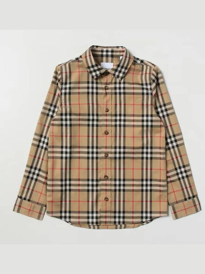 Vintage Check Stretch Cotton Long Sleeve Shirt Beige - BURBERRY - BALAAN 2