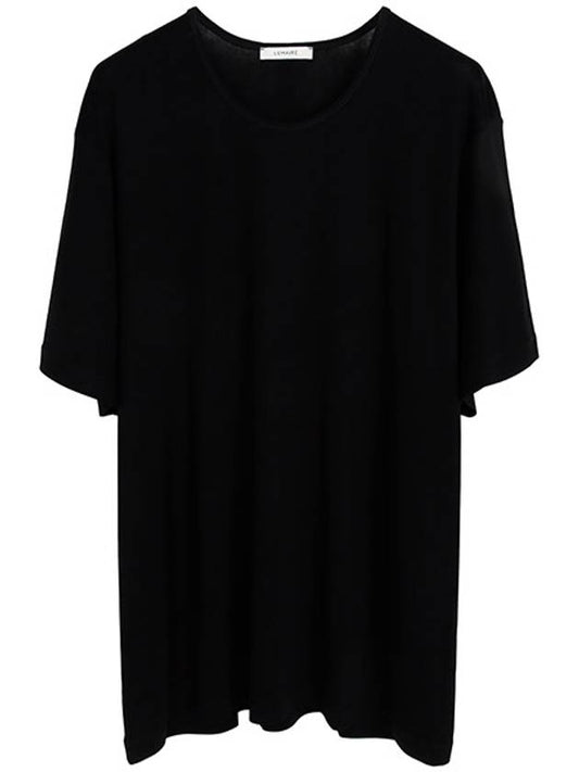 Rib U Neck Short Sleeve T-Shirt Black - LEMAIRE - BALAAN 2