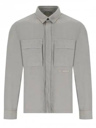 Broken Linen Cotton Long Sleeve Shirt Grey - CP COMPANY - BALAAN 2