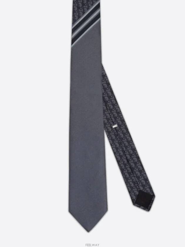 Oblique Striped Silk Tie Grey - DIOR - BALAAN 3