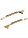 Triangle Crystal Brass Hair Clip Gold - PRADA - BALAAN 4