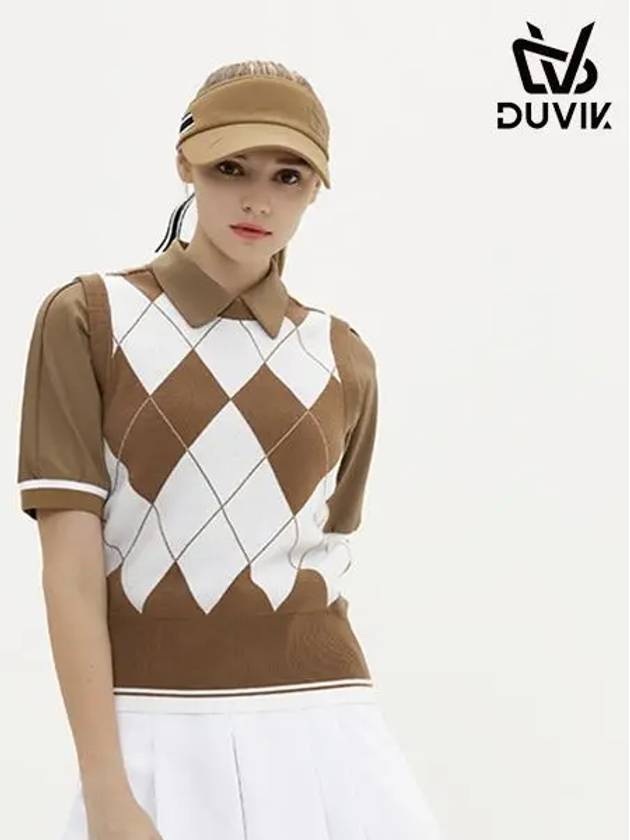 Round Deformation Argyle Knit Vest DD3WSV271CM - DUVIK - BALAAN 1