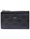 Zipper Calfskin Triomphe Embossed Card Wallet Black - CELINE - BALAAN 2