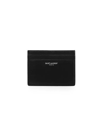 Smooth Leather Classic Logo Card Wallet Black - SAINT LAURENT - BALAAN 2