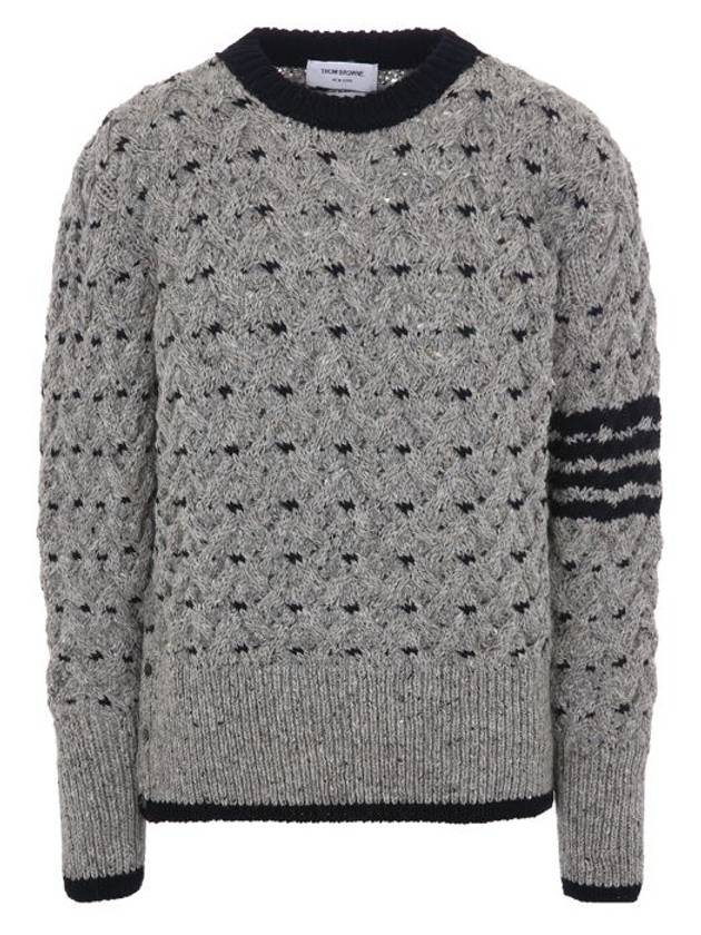 4 Bar Cable Knit Top Grey - THOM BROWNE - BALAAN 2