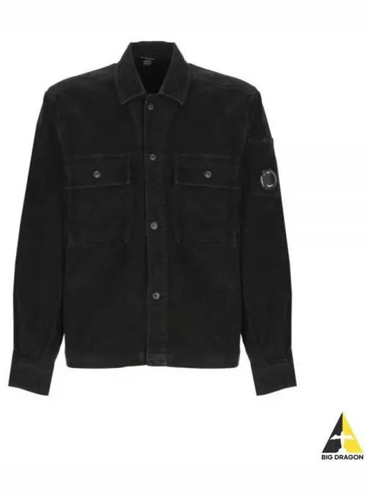 Corduroy Button Utility Shirt Jacket Black - CP COMPANY - BALAAN 2