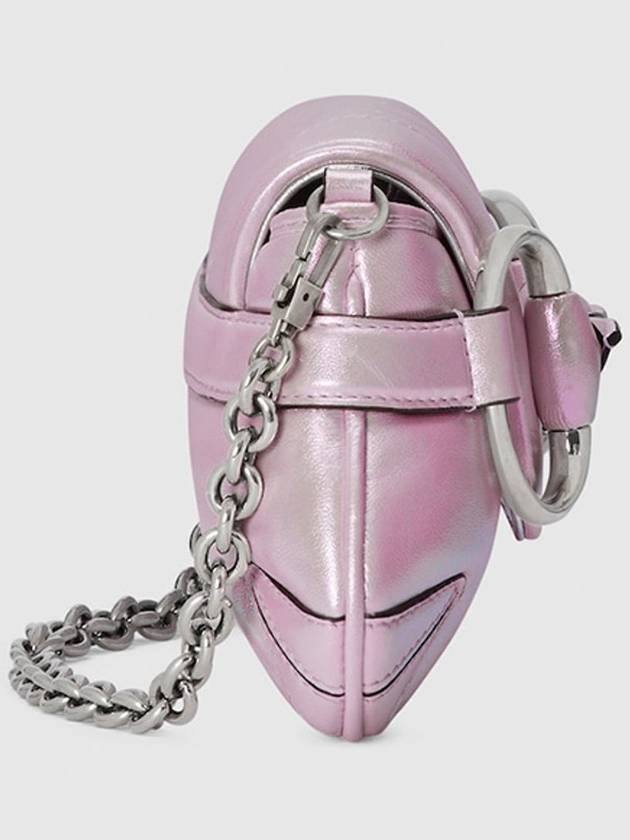 Horsebit Chain Small Pink Iridescent Leather 764339 - GUCCI - BALAAN 3