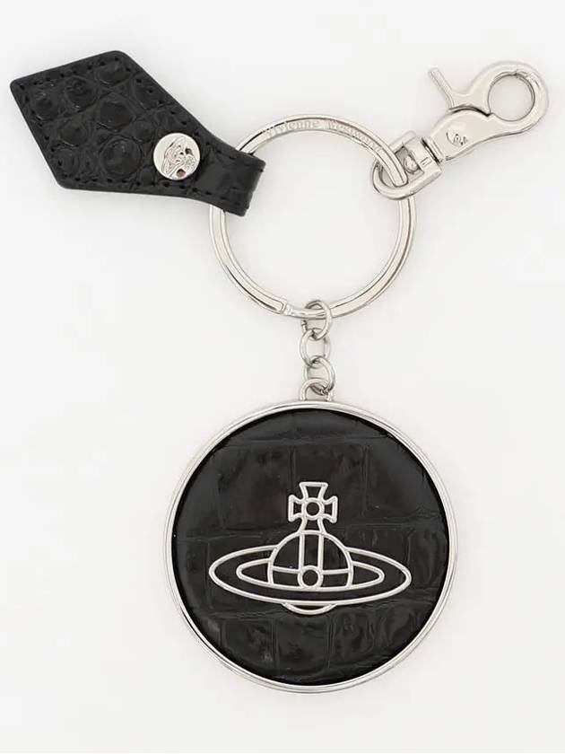 ORB Logo Charm Crocodile Skin Metal Key Holder Black - VIVIENNE WESTWOOD - BALAAN 4