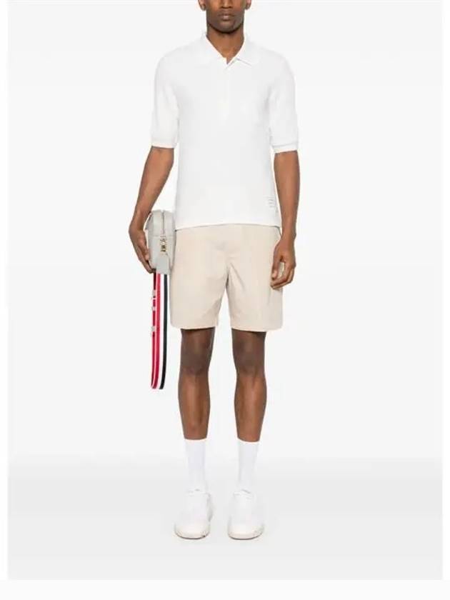 Pocket Silk Pique Polo Shirt White - THOM BROWNE - BALAAN 3