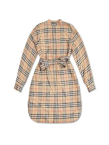 WoMen's Vintage Check Belt Midi Dress Beige - BURBERRY - BALAAN 1