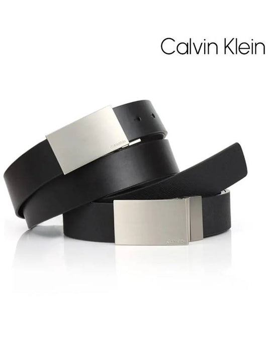 Man's Flake Reversible Leather Belt Black - CALVIN KLEIN - BALAAN 2