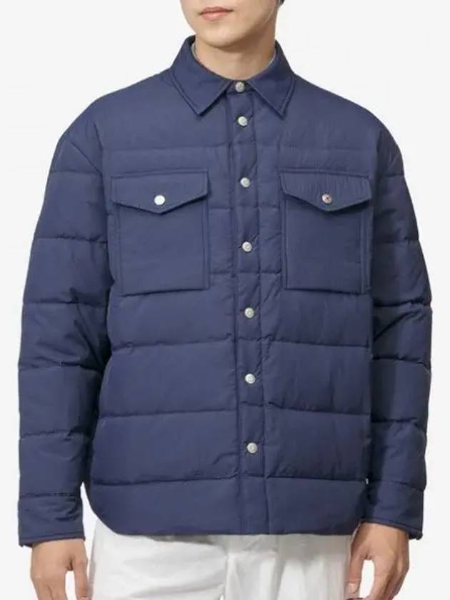 Quilted Padded Shirt Jacket Midnight Blue - KENZO - BALAAN 2