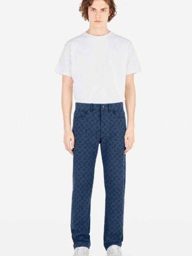 LV logo pattern denim pants blue - LOUIS VUITTON - BALAAN 8