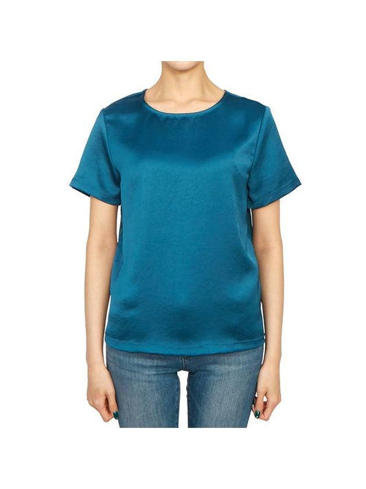 Torres Satin Jersey Short Sleeve T-Shirt Blue - MAX MARA - BALAAN 2