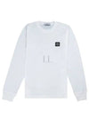 Logo Patch Cotton Jersey Long Sleeve T-Shirt White - STONE ISLAND - BALAAN 2