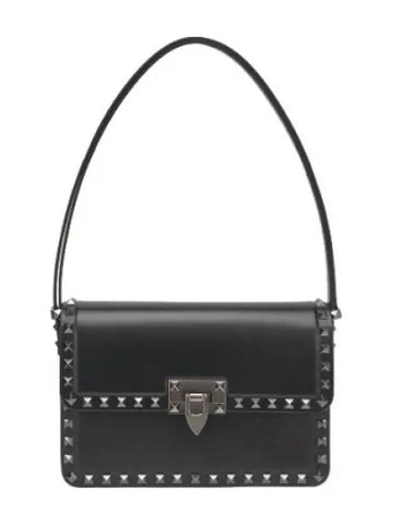 Rockstud smooth leather shoulder bag black - VALENTINO - BALAAN 1