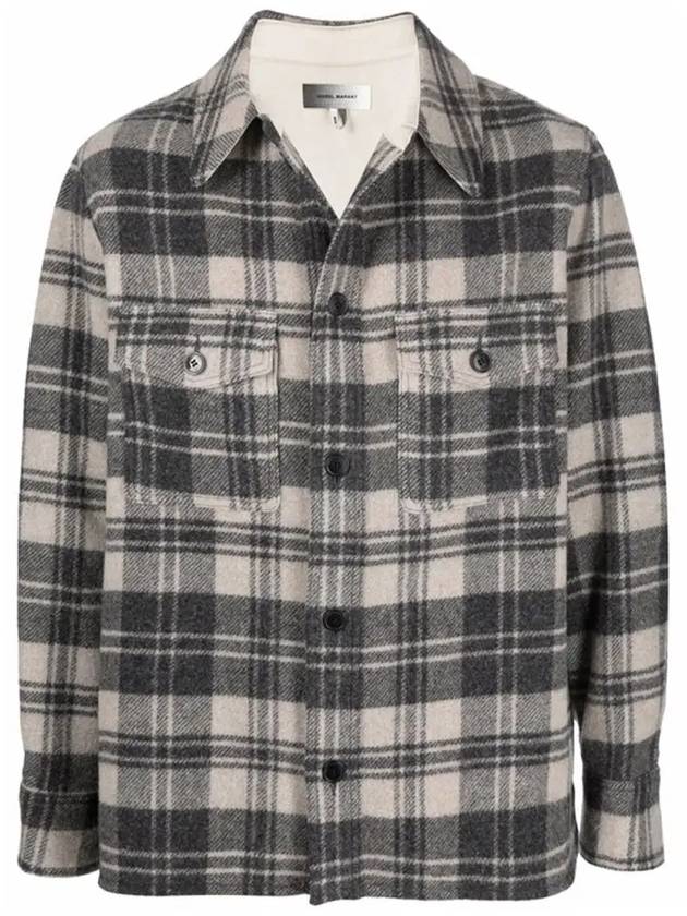 Gervon Check Cotton Shirt Jacket Ecru Black - ISABEL MARANT - BALAAN 3