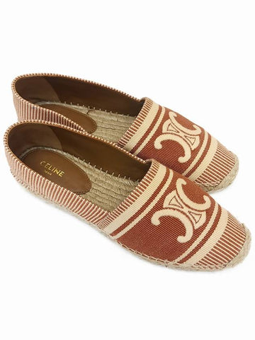 Women s Les Espadrilles Flat Shoes Jacquard Canvas Rust Beige 3583223 57C 18RS - CELINE - BALAAN 1