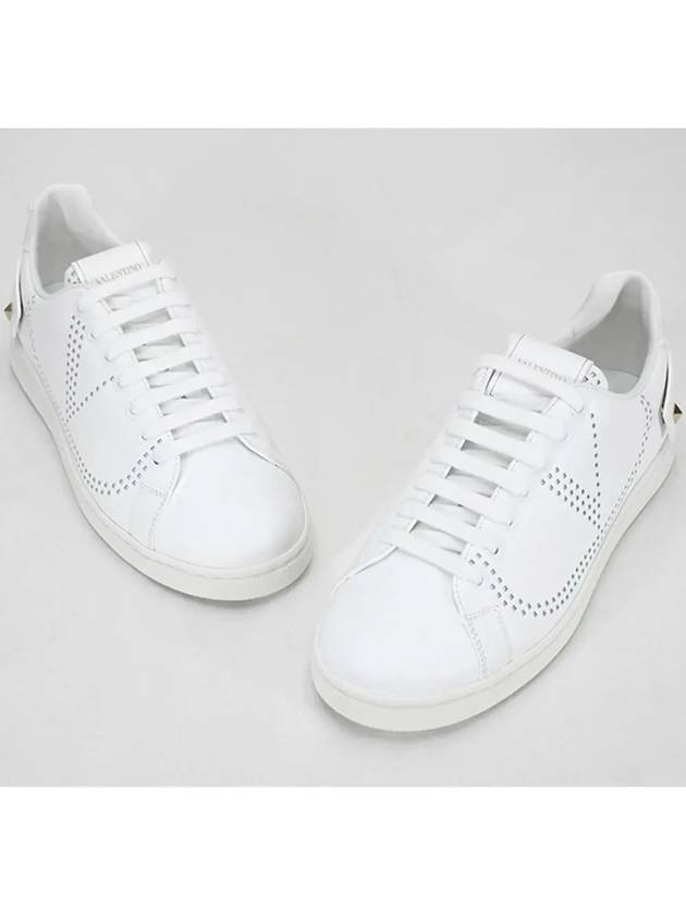 Men's Leather V Logo Backnet Low Top Sneakers White - VALENTINO - BALAAN 2