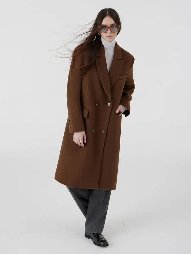 Women's Menish Overfit Box Wool Coat Brown - VOYONN - BALAAN 3