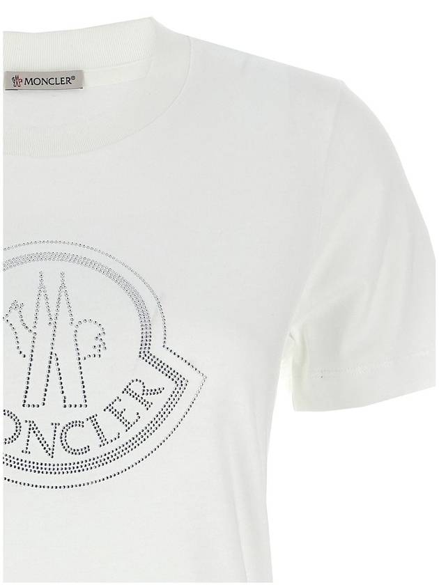 Crystal Logo Short Sleeve T-Shirt Off White - MONCLER - BALAAN 4