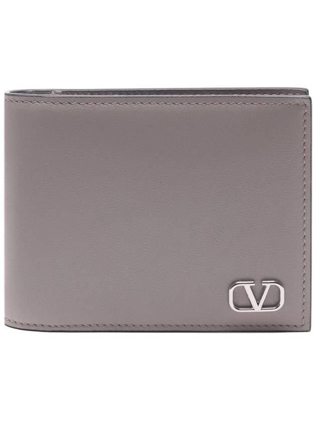 V Logo Signature Money Clip Half Wallet Grey - VALENTINO - BALAAN 3