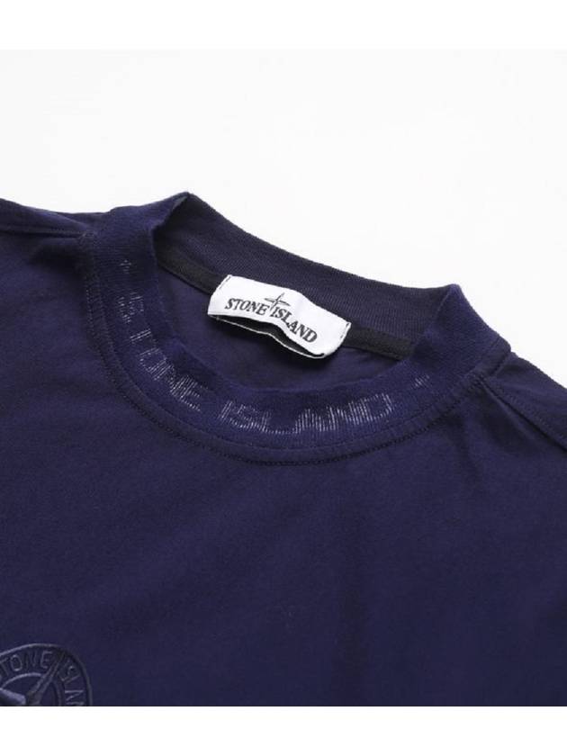 Compass Motif Cotton Short Sleeve T-Shirt Navy - STONE ISLAND - BALAAN 5