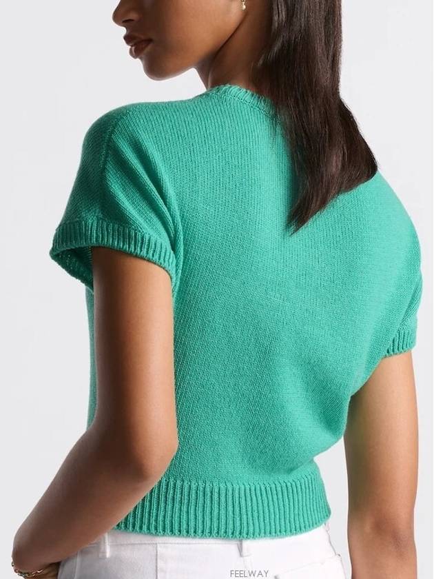 Dioriviera short sleeve sweater Aquamarina cashmere knit - DIOR - BALAAN 4