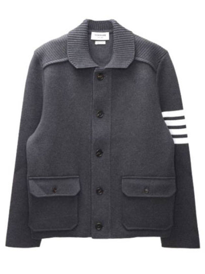 Men's Diagonal Interlock Stitch Cashmere Jacket Grey - THOM BROWNE - BALAAN 2