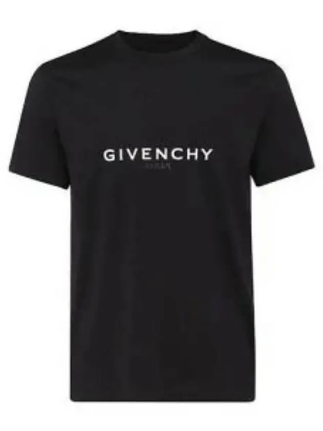 Men's Reverse Logo Round Slim Short Sleeve T-Shirt Black - GIVENCHY - BALAAN 2