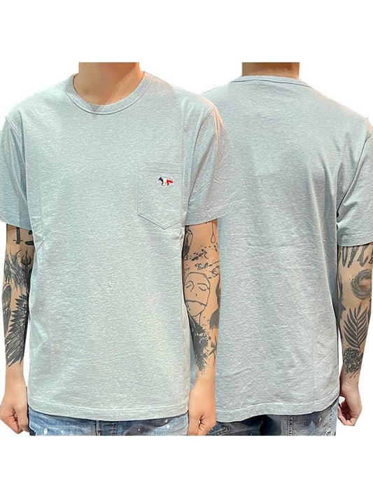 Fox Head Patch Pocket Short Sleeve T-Shirt Blue - MAISON KITSUNE - BALAAN 2