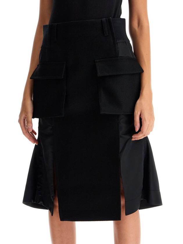 "hybrid nylon and wool skirt" - SACAI - BALAAN 4