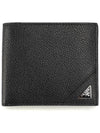 Vitello Triangle Logo Half Wallet Black - PRADA - BALAAN 3