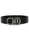 Gancini Reversible Adjustable Calfskin Leather Belt Black - SALVATORE FERRAGAMO - BALAAN 3