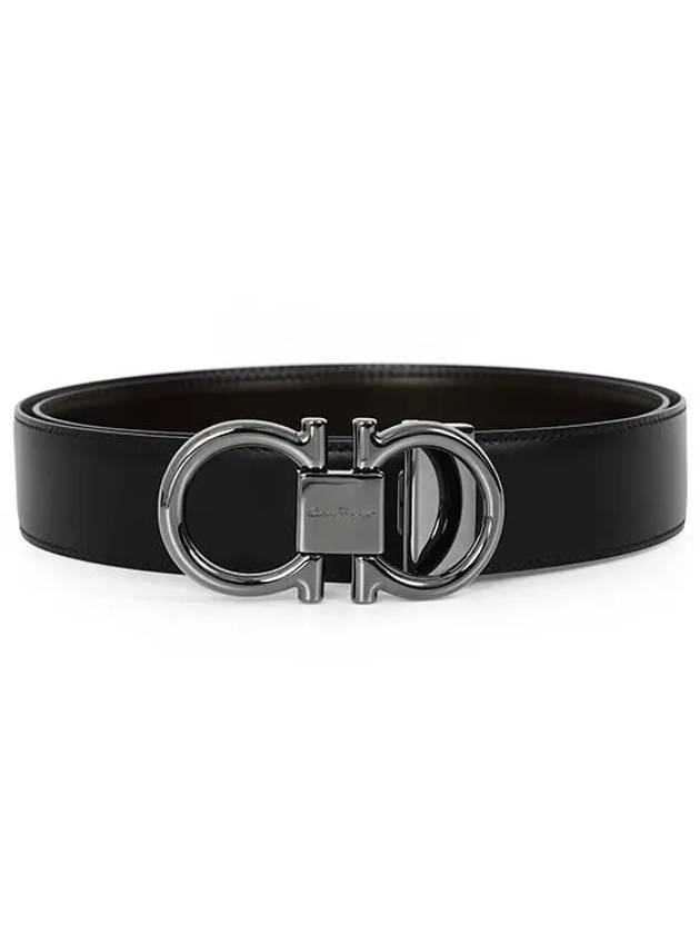 Gancini Reversible Adjustable Calfskin Leather Belt Black - SALVATORE FERRAGAMO - BALAAN 4