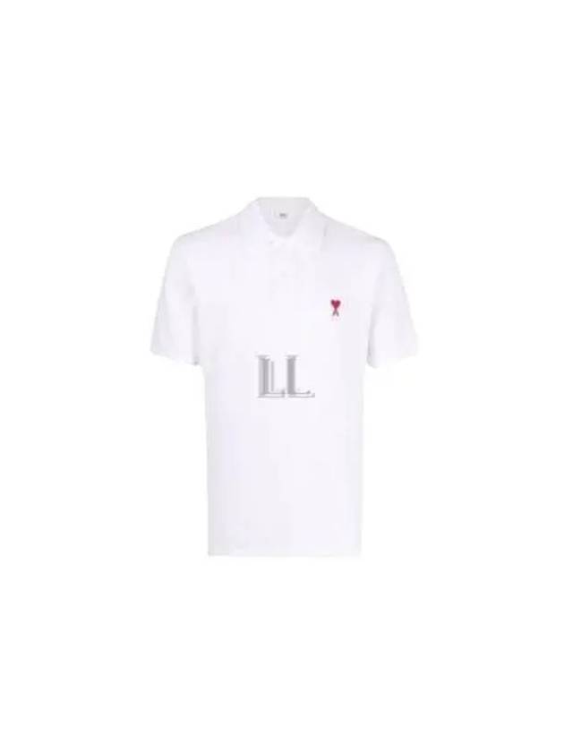 Small Heart Logo Polo Shirt White - AMI - BALAAN 2