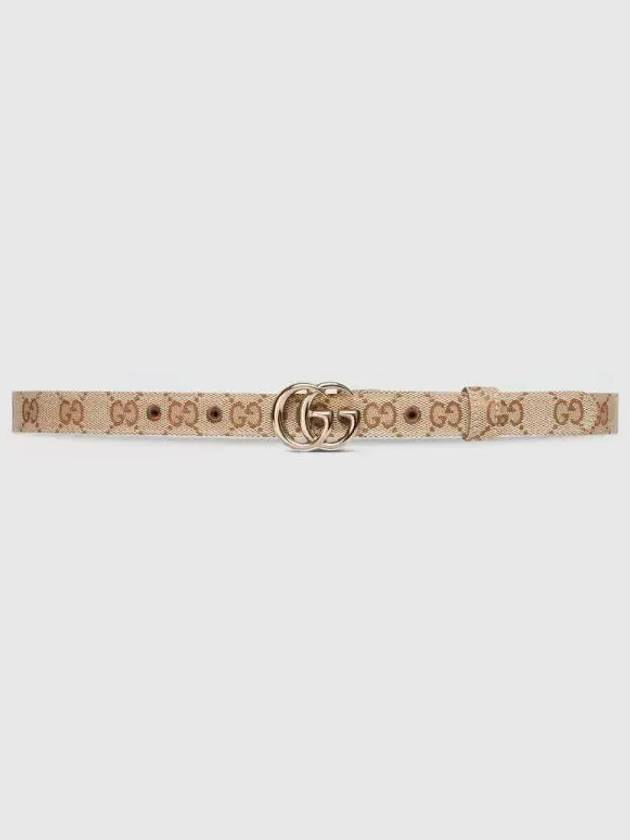 GG Marmont Thin Canvas Belt Beige - GUCCI - BALAAN 1