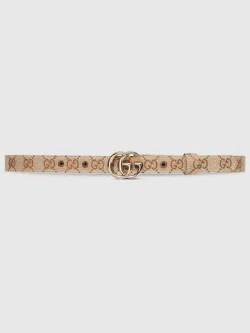 GG Marmont Thin Canvas Belt Beige - GUCCI - BALAAN 1