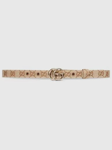 GG Marmont Thin Canvas Belt Beige - GUCCI - BALAAN 1