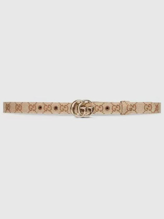 GG Marmont Thin Canvas Belt Beige - GUCCI - BALAAN 1