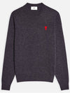 Men's Mini Heart Logo Merino Wool Knit Top Grey - AMI - BALAAN 2