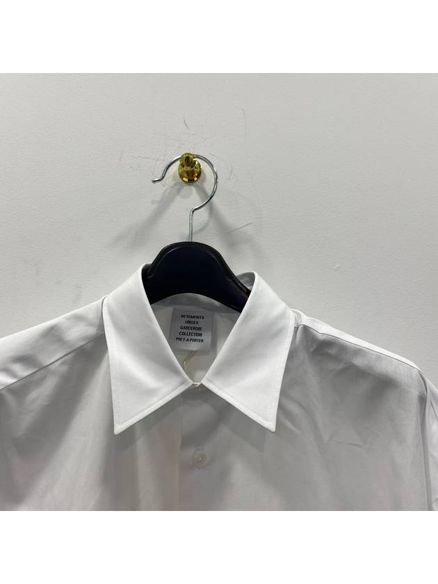 Front Logo Cotton Long Sleeve Shirt White - VETEMENTS - BALAAN.